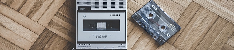 a cassette recorder on the ground