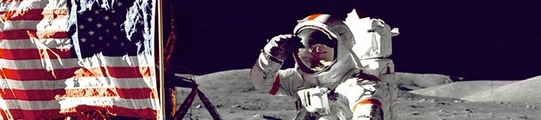 astronaut from apollo 13 exploring the moon