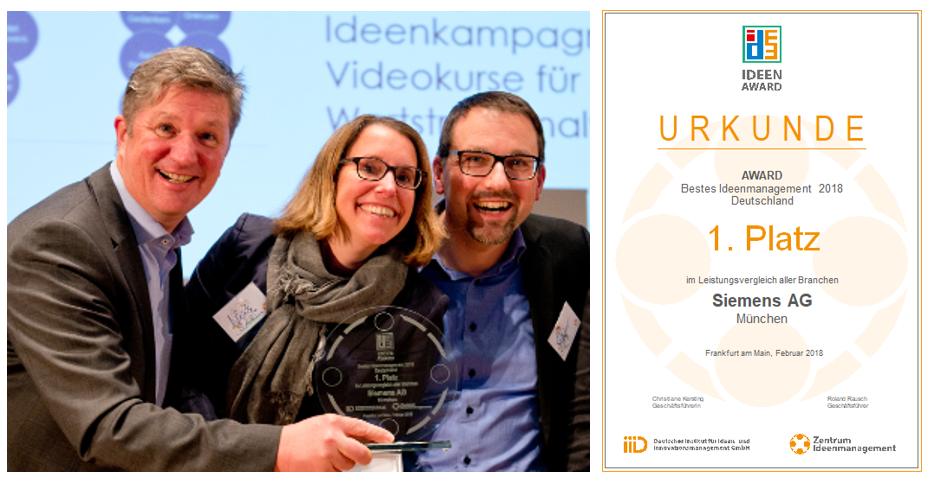 Siemens receives award for idea management